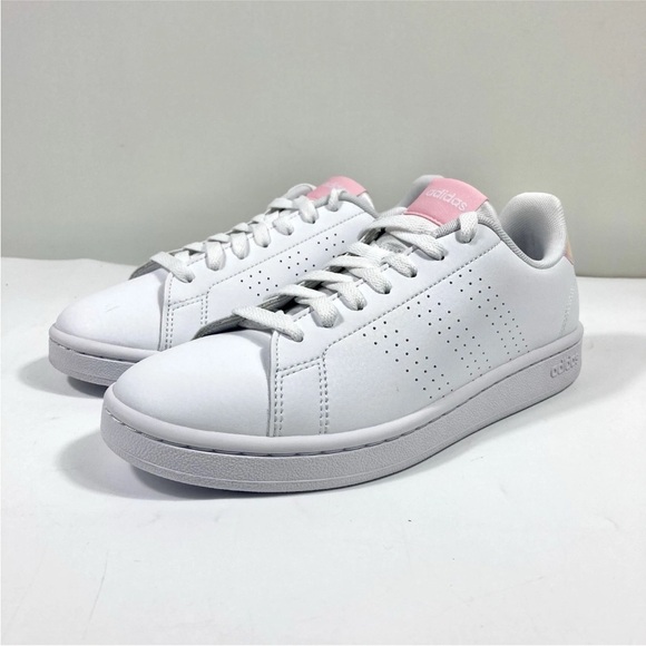 Adidas Women's White Sneakers with Pink Accents - Picture 2 of 5